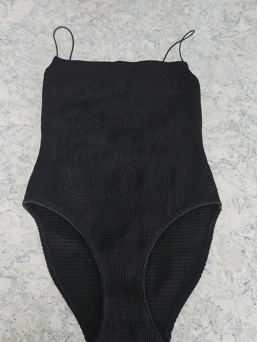 Toteme Black Textured One-Piece Swim